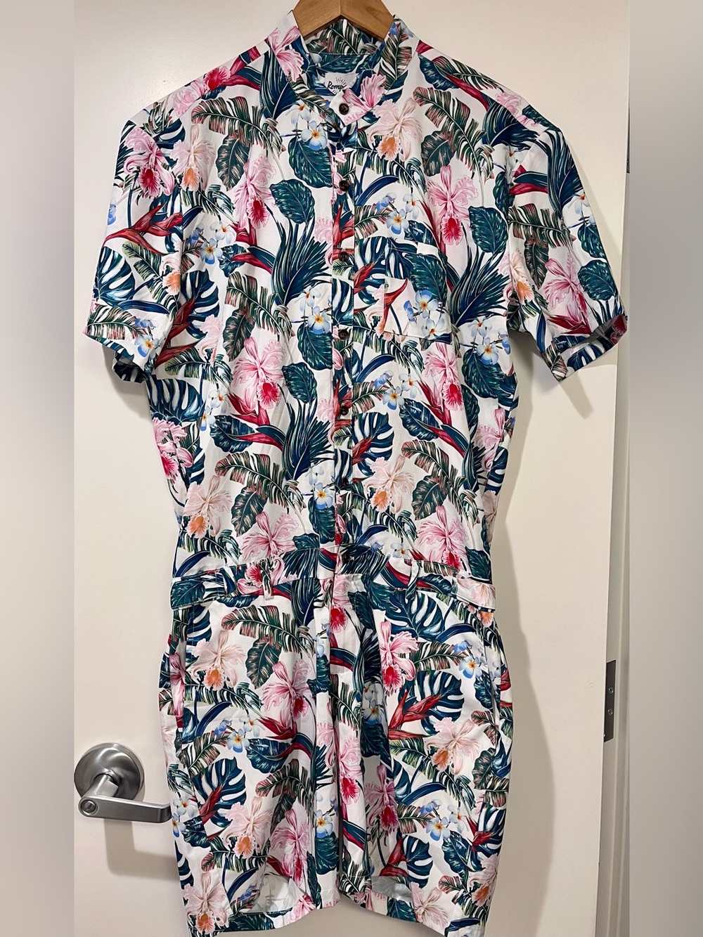 Romper Jack men's romper jumpsuit open piece floral Hawaiian print size XL